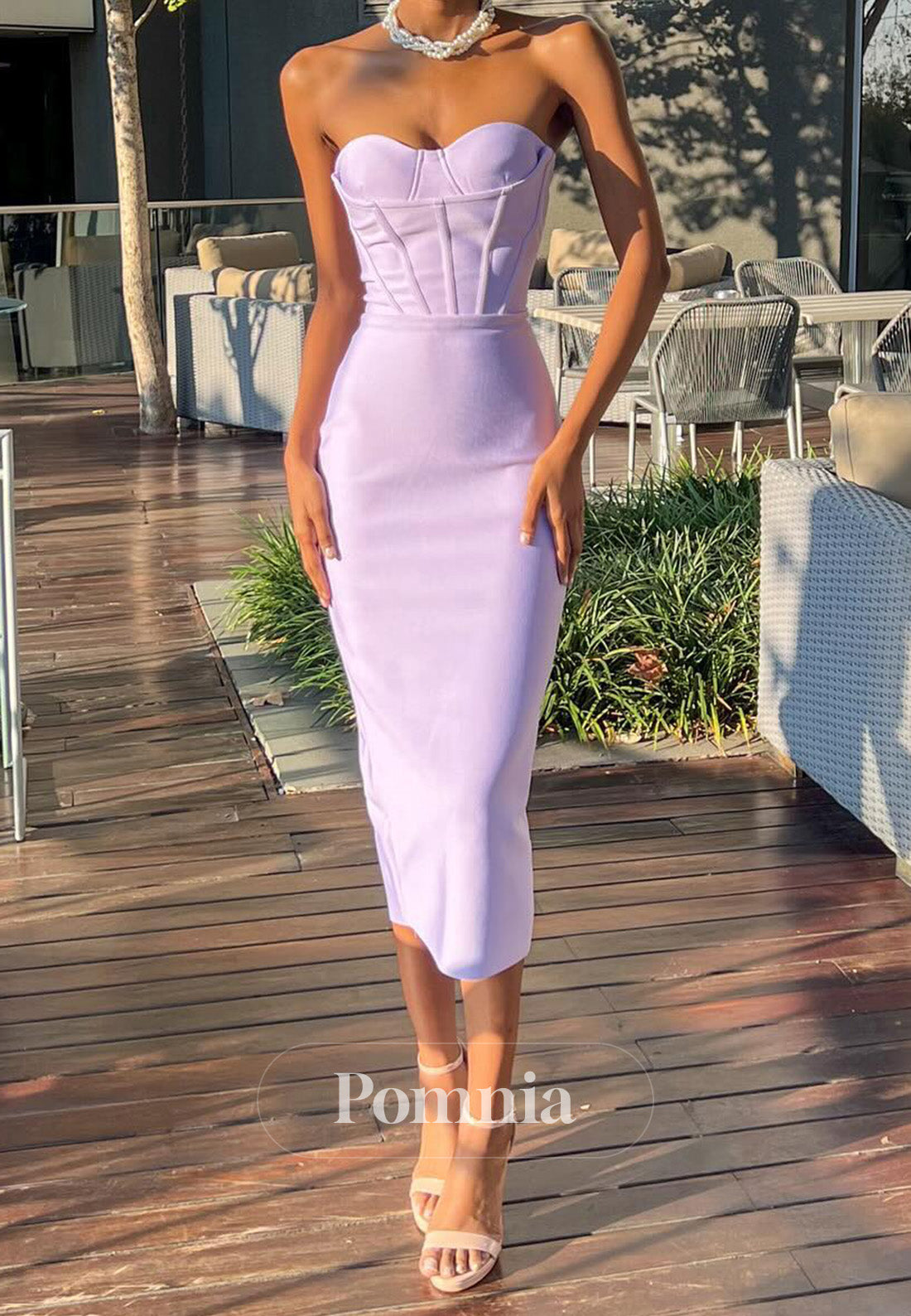 Simple Sweetheart Sleeveless Corset Sheath Prom Dress