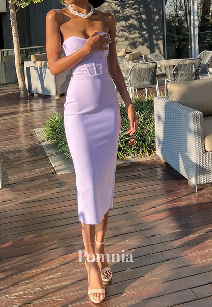 Simple Sweetheart Sleeveless Corset Sheath Prom Dress