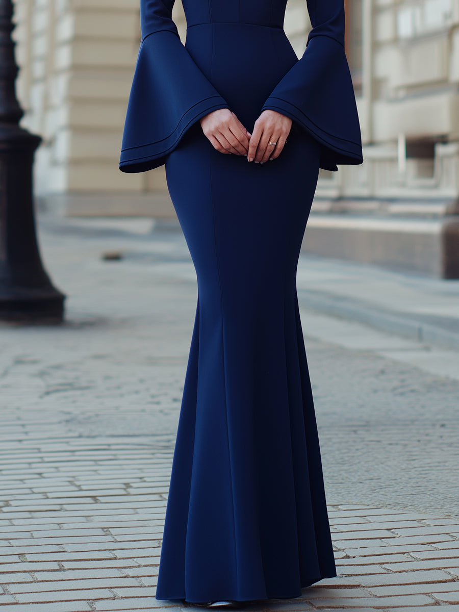 Embellished High-Neck Mermaid Gown