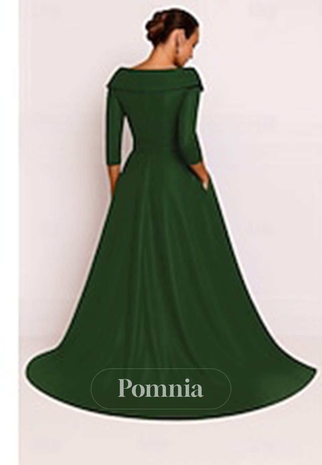 Simple Long Sleeves V-Neck Satin Evening Dress