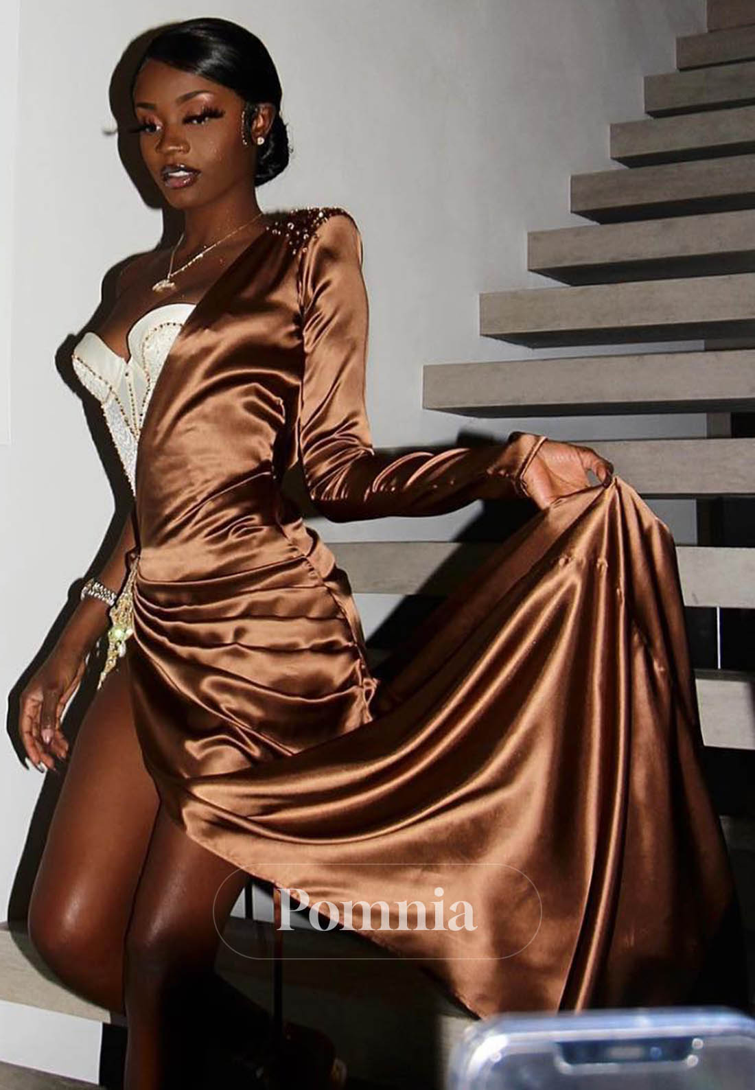 Stylish Mermaid V-Neck Party Dress with Sleeveless