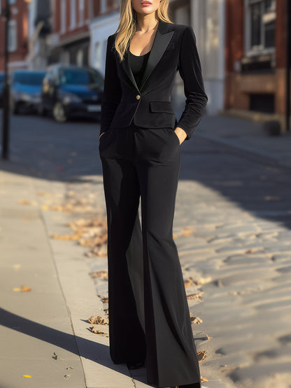 Tailored Single-Button Blazer And Wide-Leg Trouser Set
