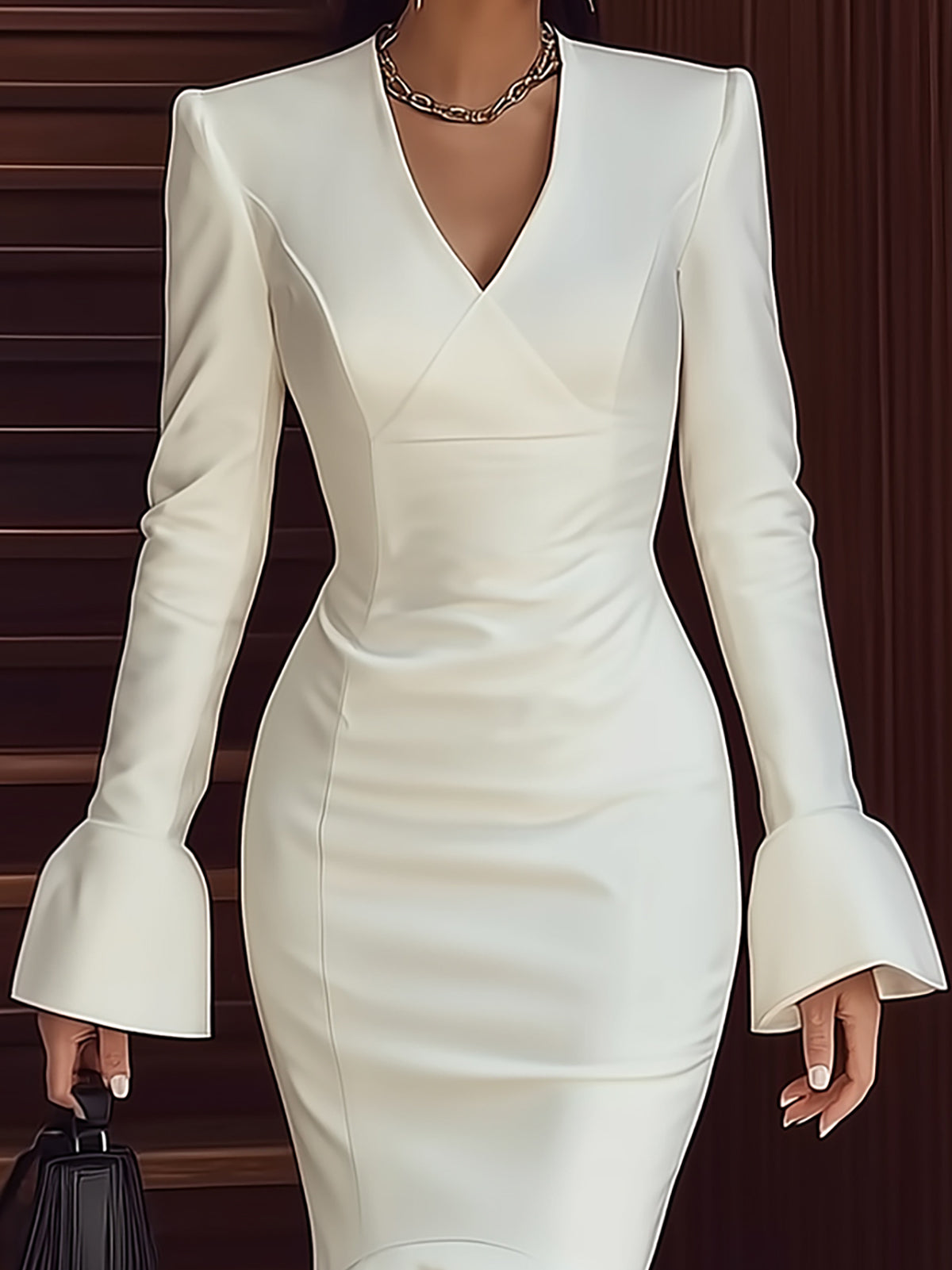 Elegant Cream White Satin Mermaid Dress