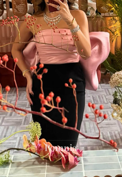 Simple A-Line Sleeveless Strapless Bowknot Prom Dress