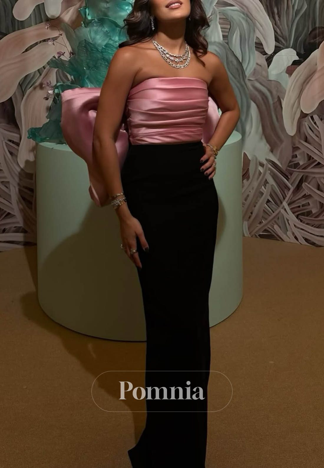 Simple A-Line Sleeveless Strapless Bowknot Prom Dress