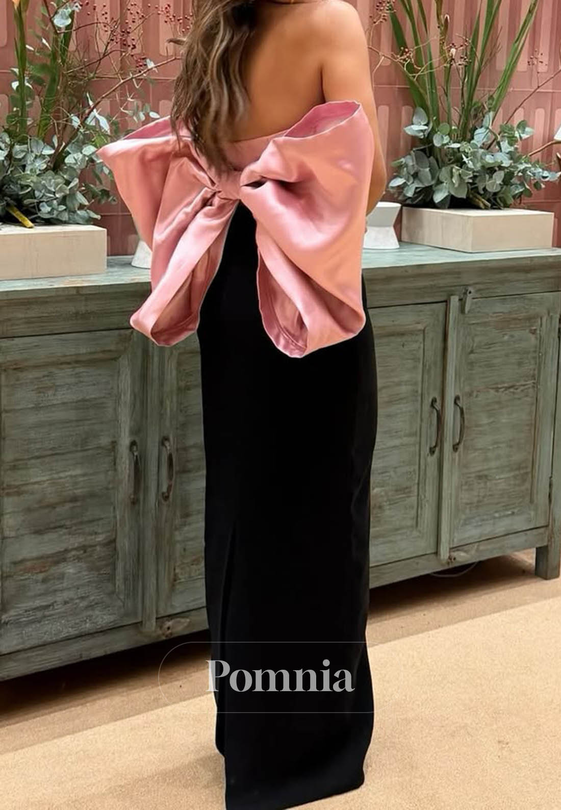 Simple A-Line Sleeveless Strapless Bowknot Prom Dress