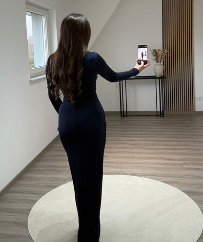 Charming A-Line Long Sleeves Scoop Lace Prom Dress