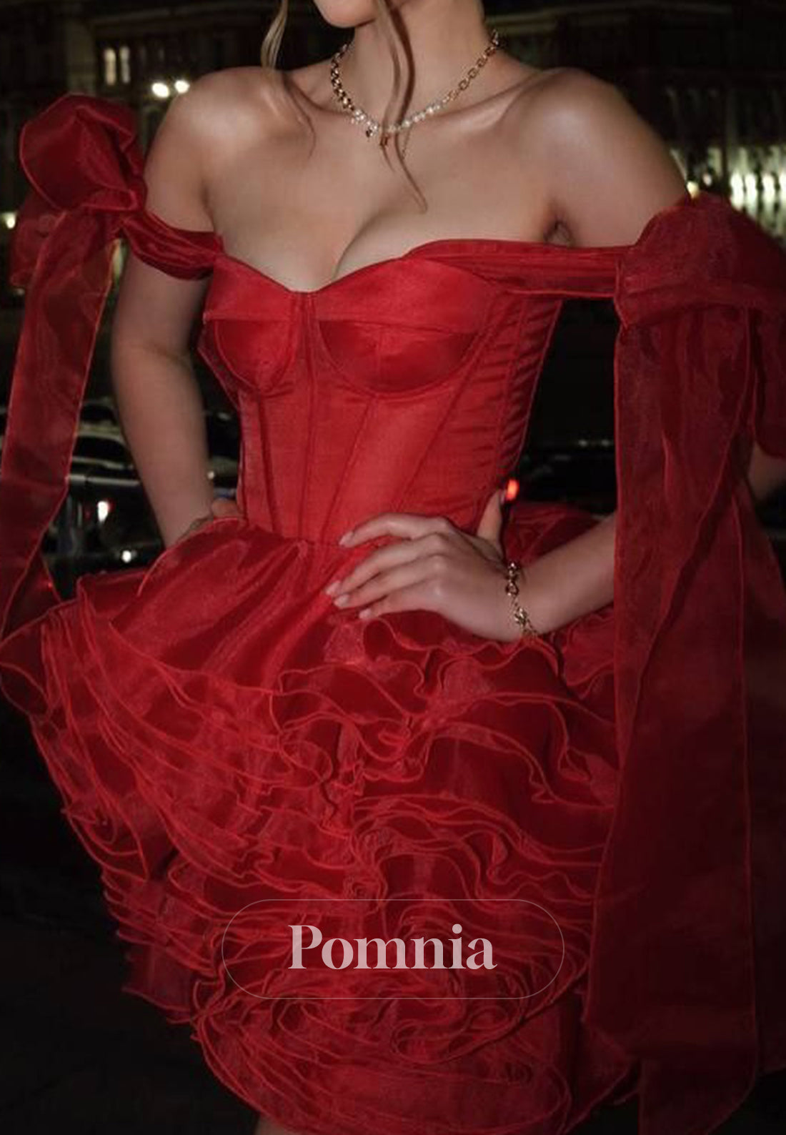 Red Sleeveless Sweetheart Corset Tulle Ruffles Homecoming Dress