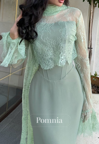 Charming A-Line Long Sleeves Ruched Sheath Prom Dress