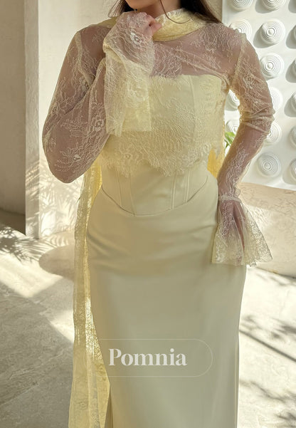 Charming A-Line Long Sleeves Ruched Sheath Prom Dress