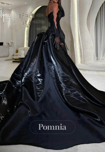 Black Off-Shoulder Corset Tulle Prom Dress