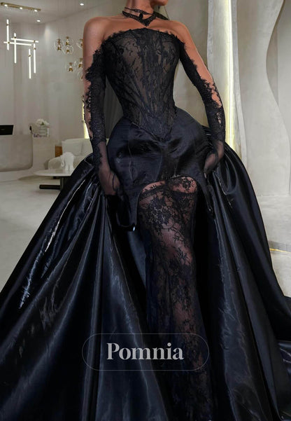 Black Off-Shoulder Corset Tulle Prom Dress