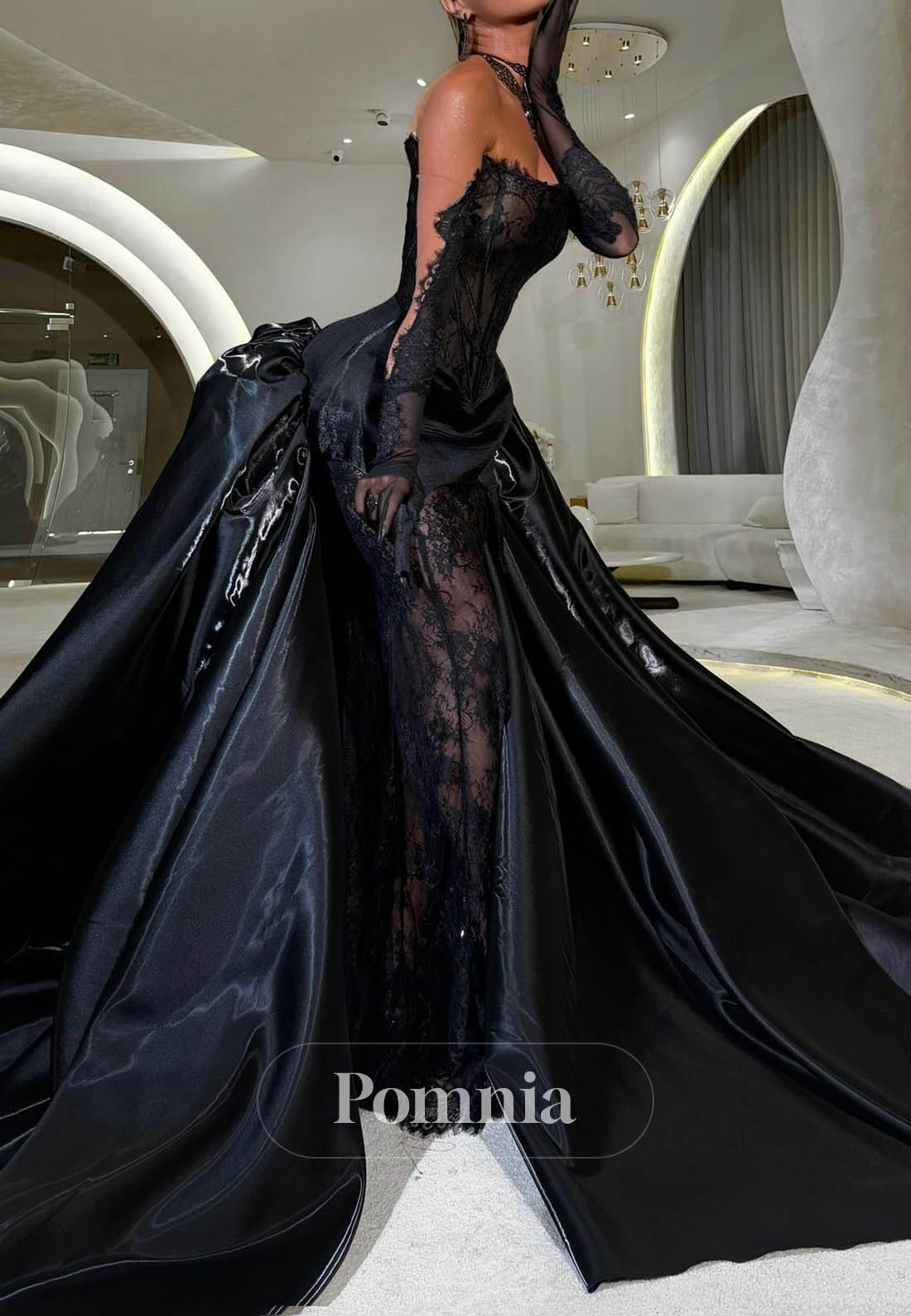 Black Off-Shoulder Corset Tulle Prom Dress