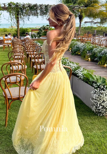 Daffodil Sleeveless Strapless A-Line Prom Dress