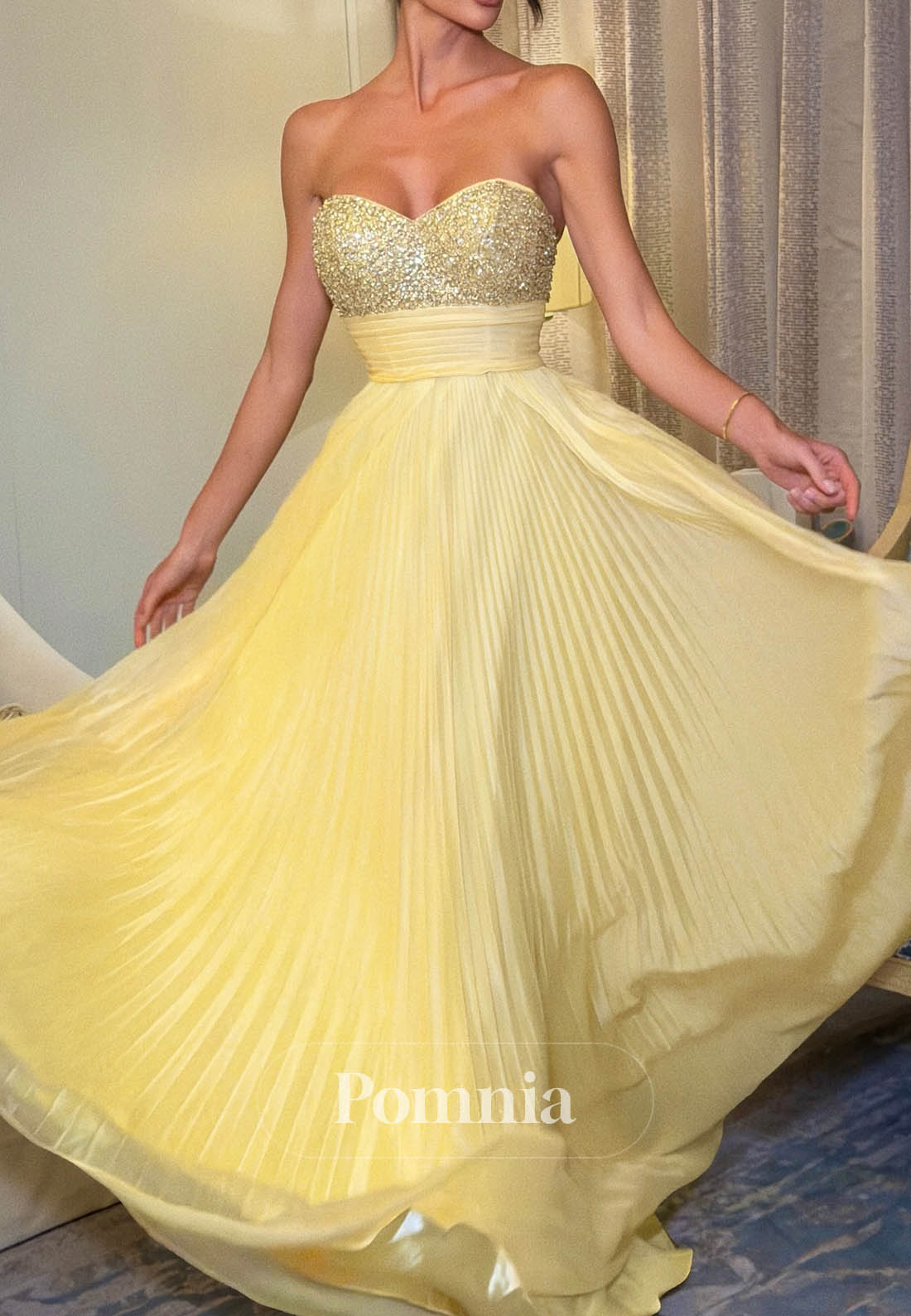 Daffodil Sleeveless Sweetheart A-Line Prom Dress