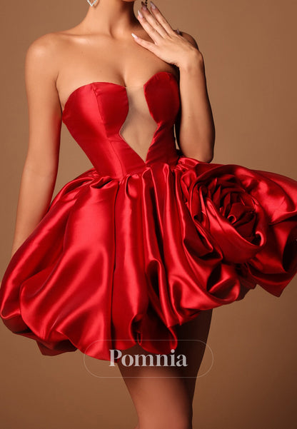 Red Sleeveless V-Neck Short Homecoming Dress
