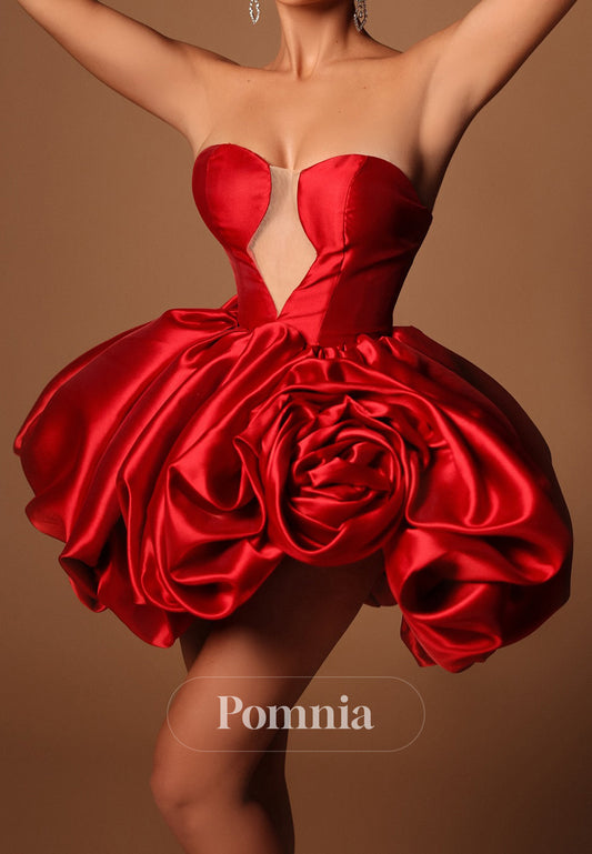 Red Sleeveless V-Neck Short Homecoming Dress