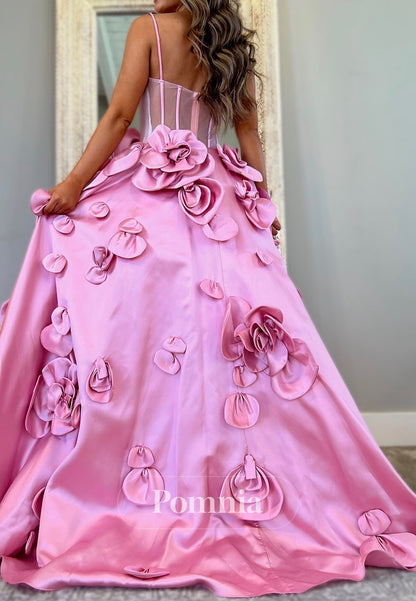 Charming A-Line Strapless Sleeveless Corset Tulle Prom Dress