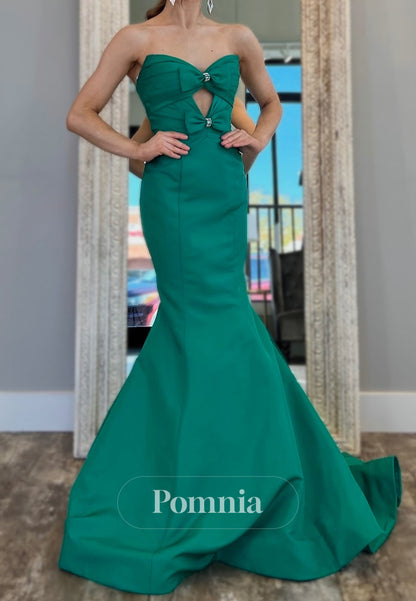 Jade Strapless Sleeveless Satin Mermaid Prom Dress