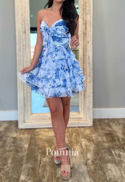 A-Line Strapless Sleeveless Corset Mini Homecoming Dress