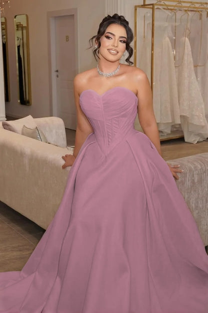 Strapless Sleeveless Long Pleated Mermaid Prom Dress With Corset