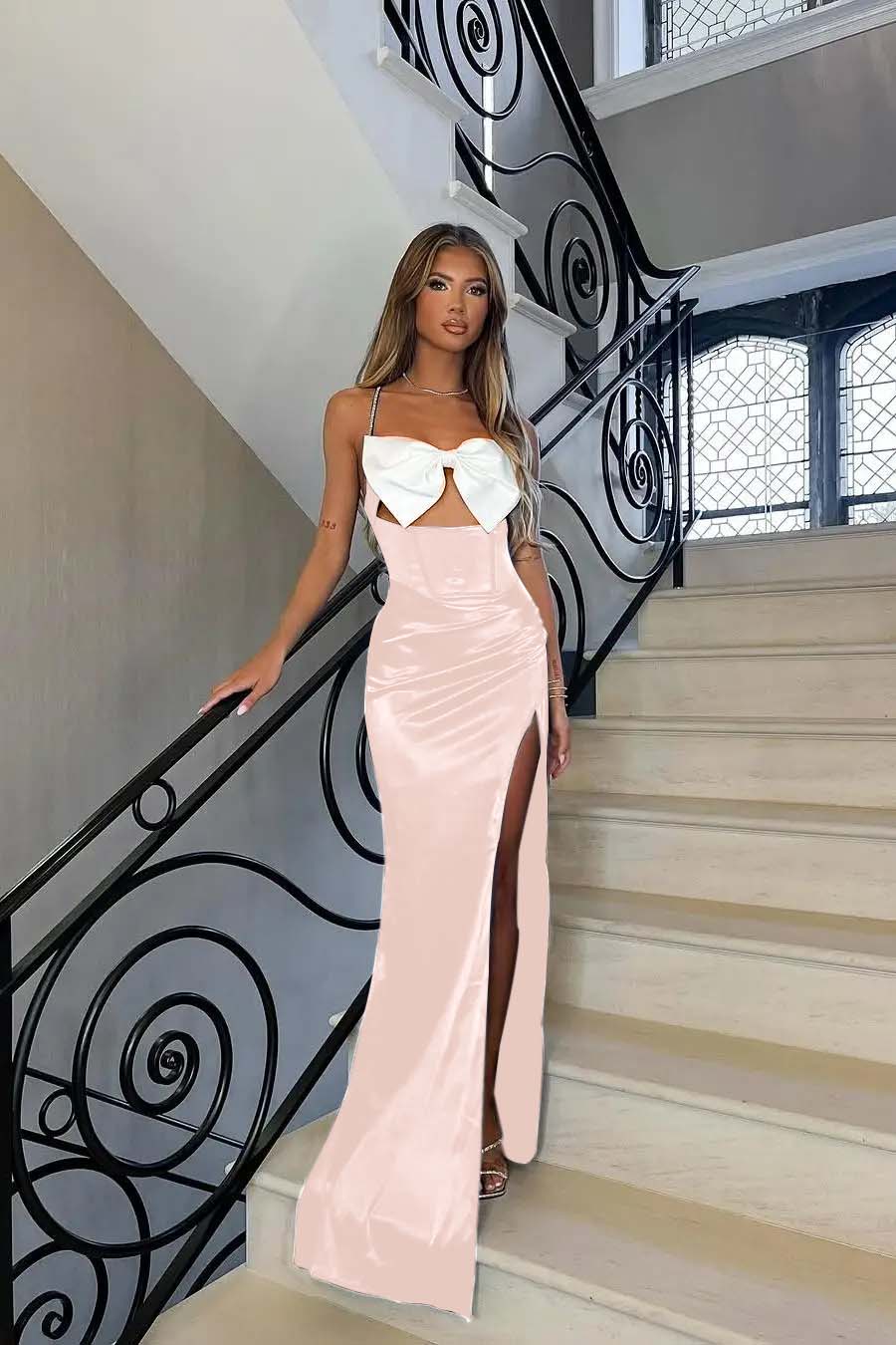 Spaghetti Strap Sleeveless Long Mermaid Prom Dress With Split