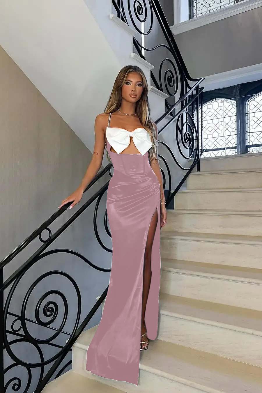 Spaghetti Strap Sleeveless Long Mermaid Prom Dress With Split