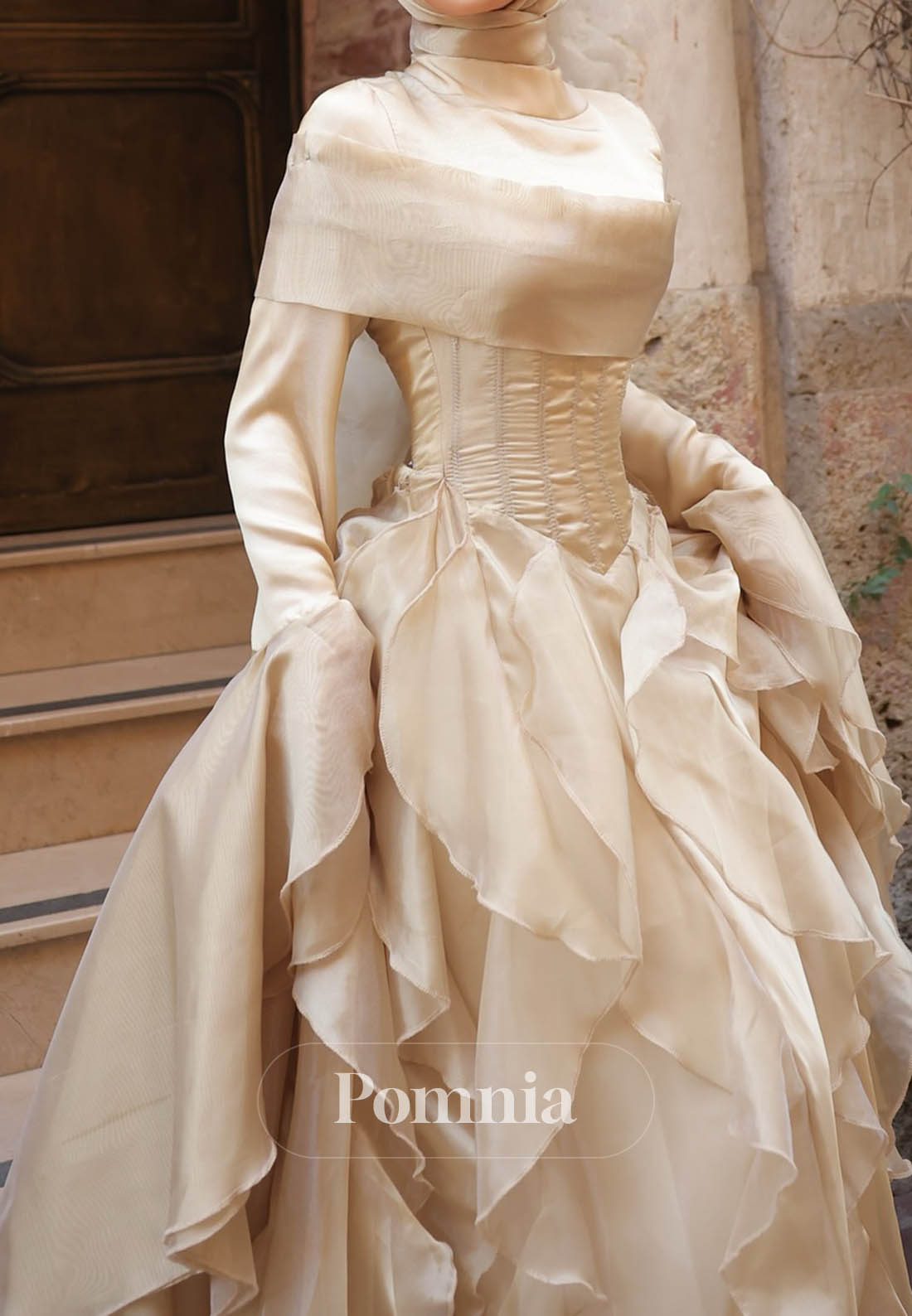 Simple Long Sleeves Scoop Ruffles A-Line Evening Dress