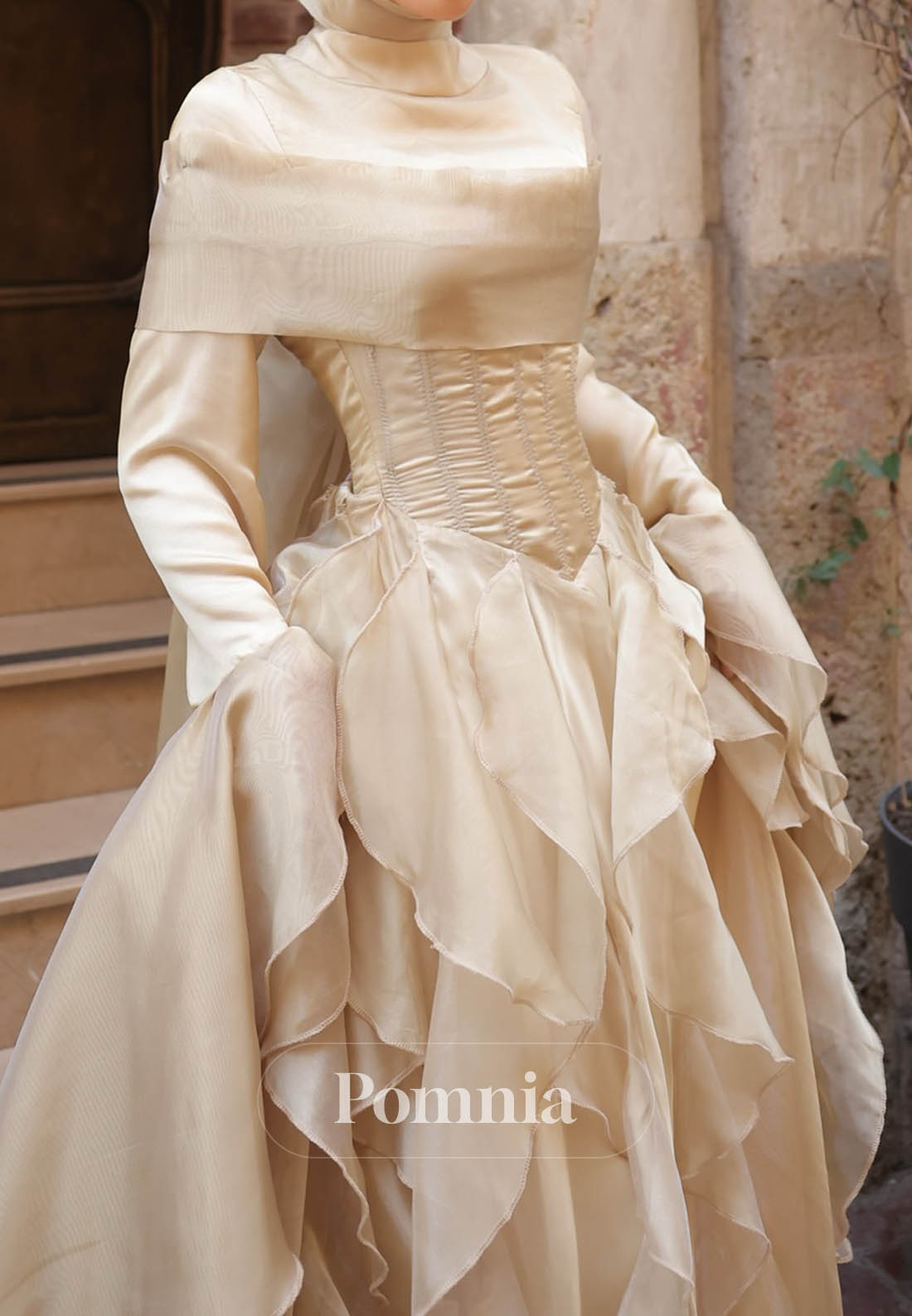 Simple Long Sleeves Scoop Ruffles A-Line Evening Dress