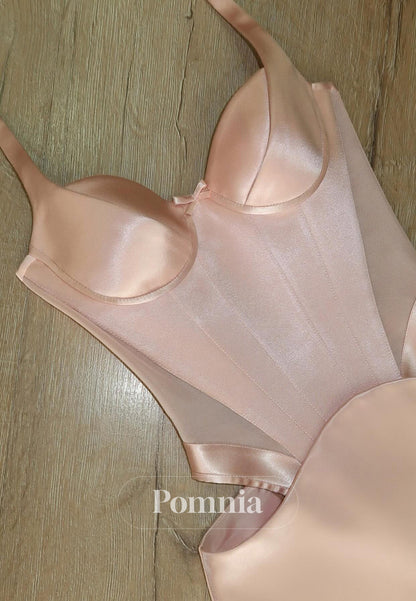 Blushing Pink Spaghetti Straps V-Neck Corset Homecoming Dress