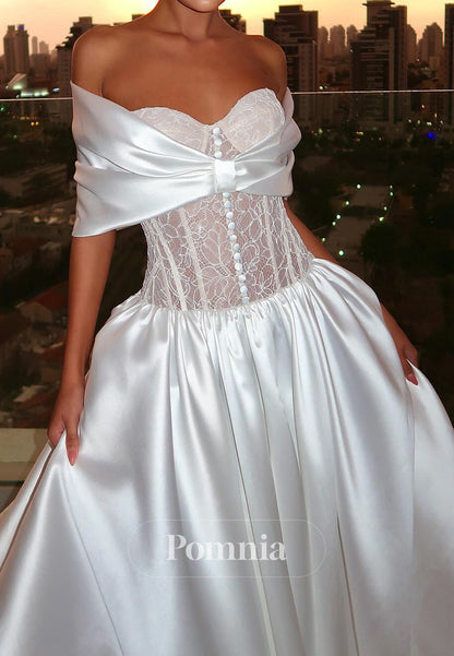 Simple Sleeveless Strapless Corset Tulle Wedding Dress