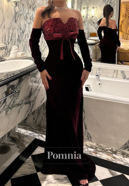 A-Line Long Sleeves Off-Shoulder Corset A-Line Evening Dress