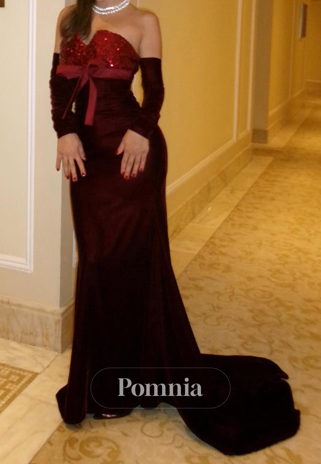 A-Line Long Sleeves Off-Shoulder Corset A-Line Evening Dress