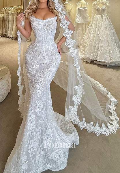 Sheath Scoop Sleeveless Corset Ruched Mermaid Wedding Dress