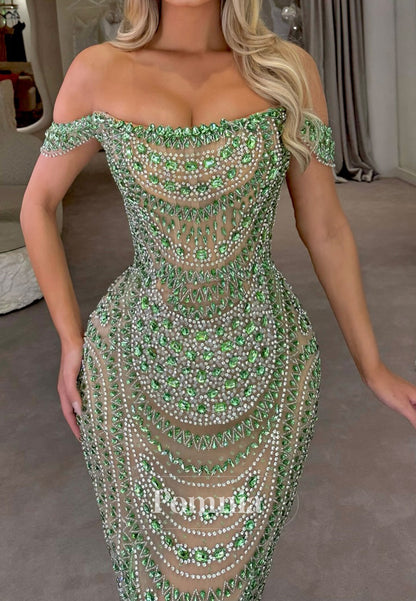 Dusty Sage Scoop Sleeveless Sequins Evening Dress