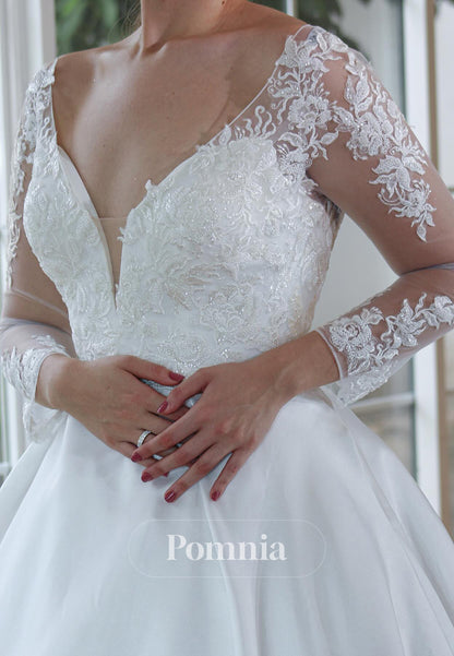 Spaghetti Straps Sweetheart Appliques Satin Wedding Dress