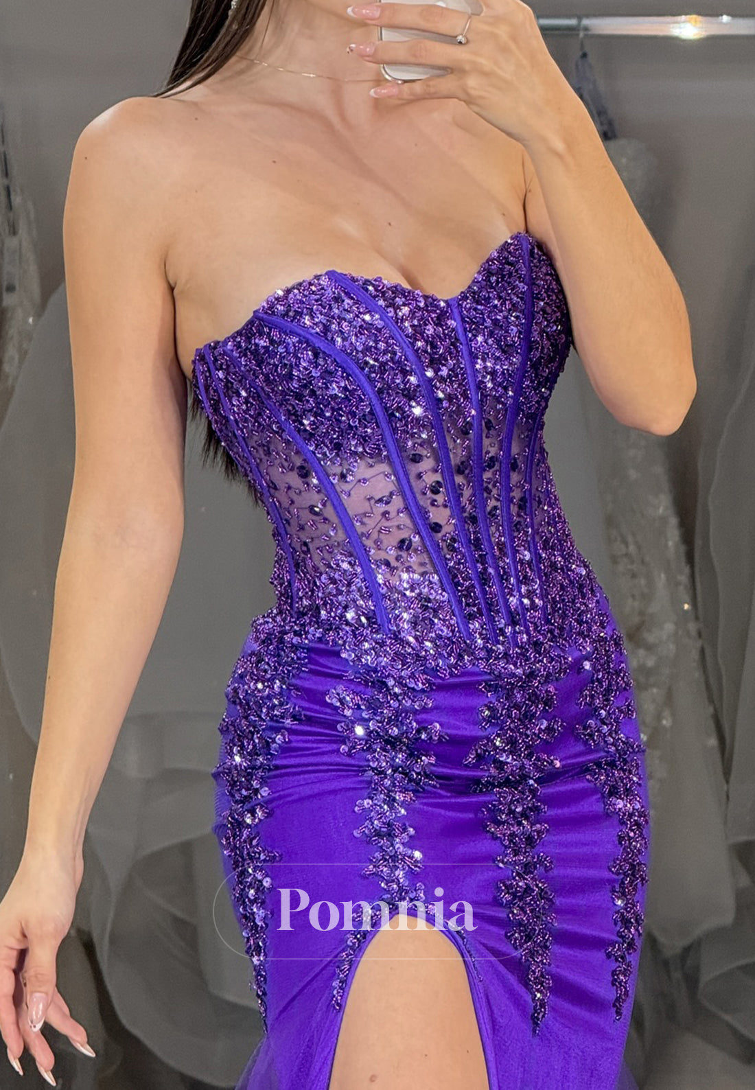 Regency A-Line Strapless Sleeveless Corset Tulle Prom Dress