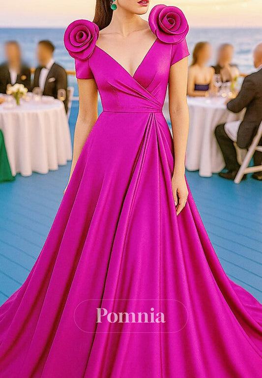 A-Line Spaghetti Straps V-Neck Evening Dress