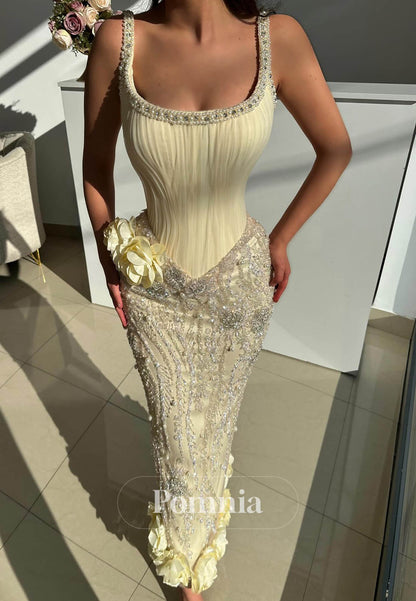 Daffodil Spaghetti Straps Scoop Sheath Sequins Prom Dress