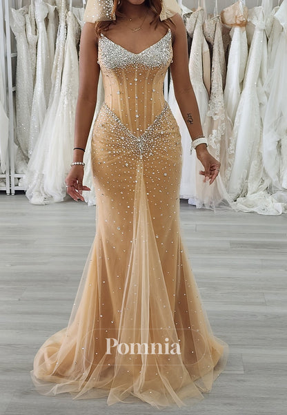 Sleeveless Strapless Sequins Ruched Mermaid Prom Dress