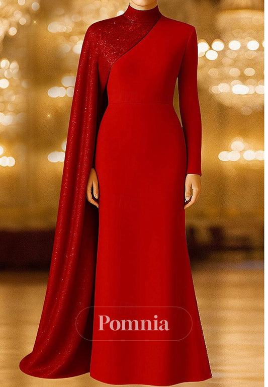 A-Line Sweep Brush Train Ball Gown with Cape Evening Gown