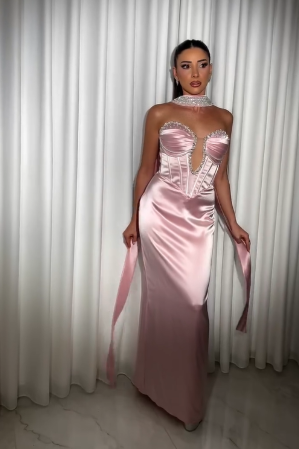 Strapless Sleeveless Long Mermaid Prom Dress With Pleated Beading