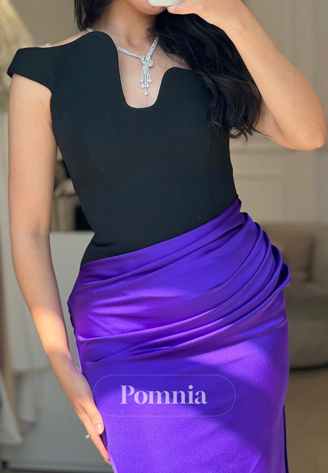 Simple Asymmetrical Ruched Floor-Length Evening Dress