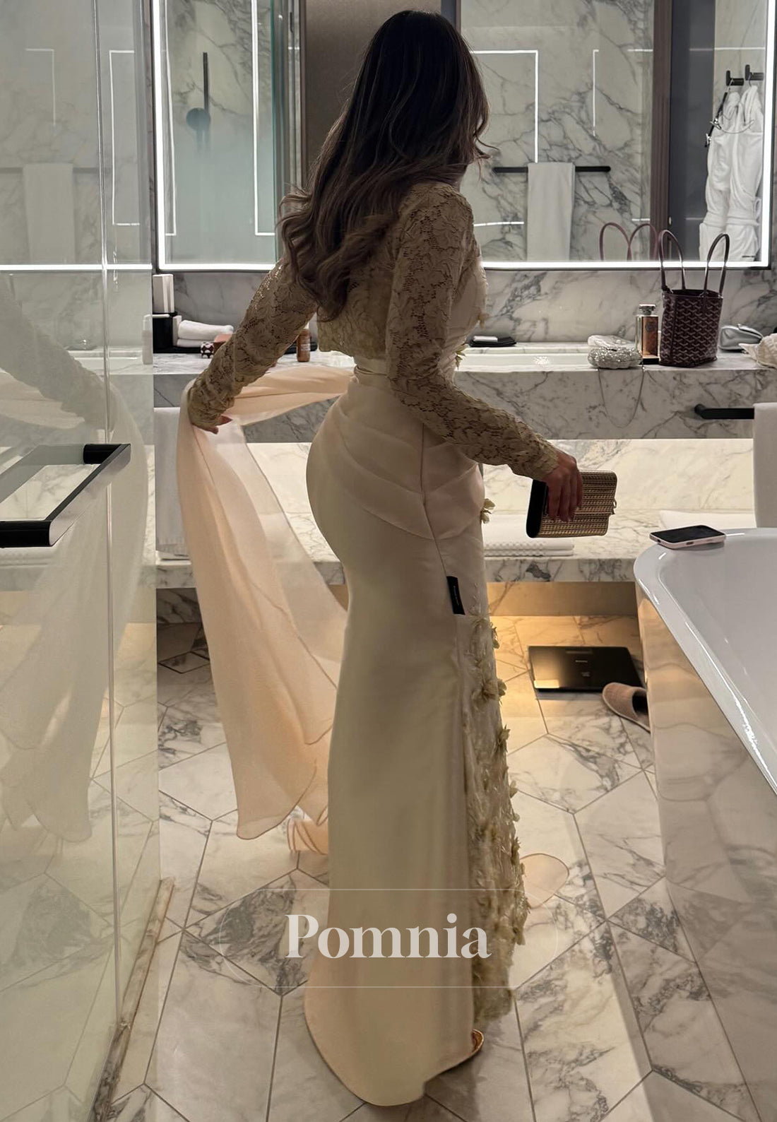 Simple Long Sleeves Square Sequins A-Line Prom Dress