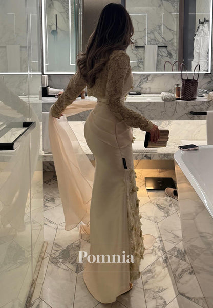 Simple Long Sleeves Square Sequins A-Line Prom Dress