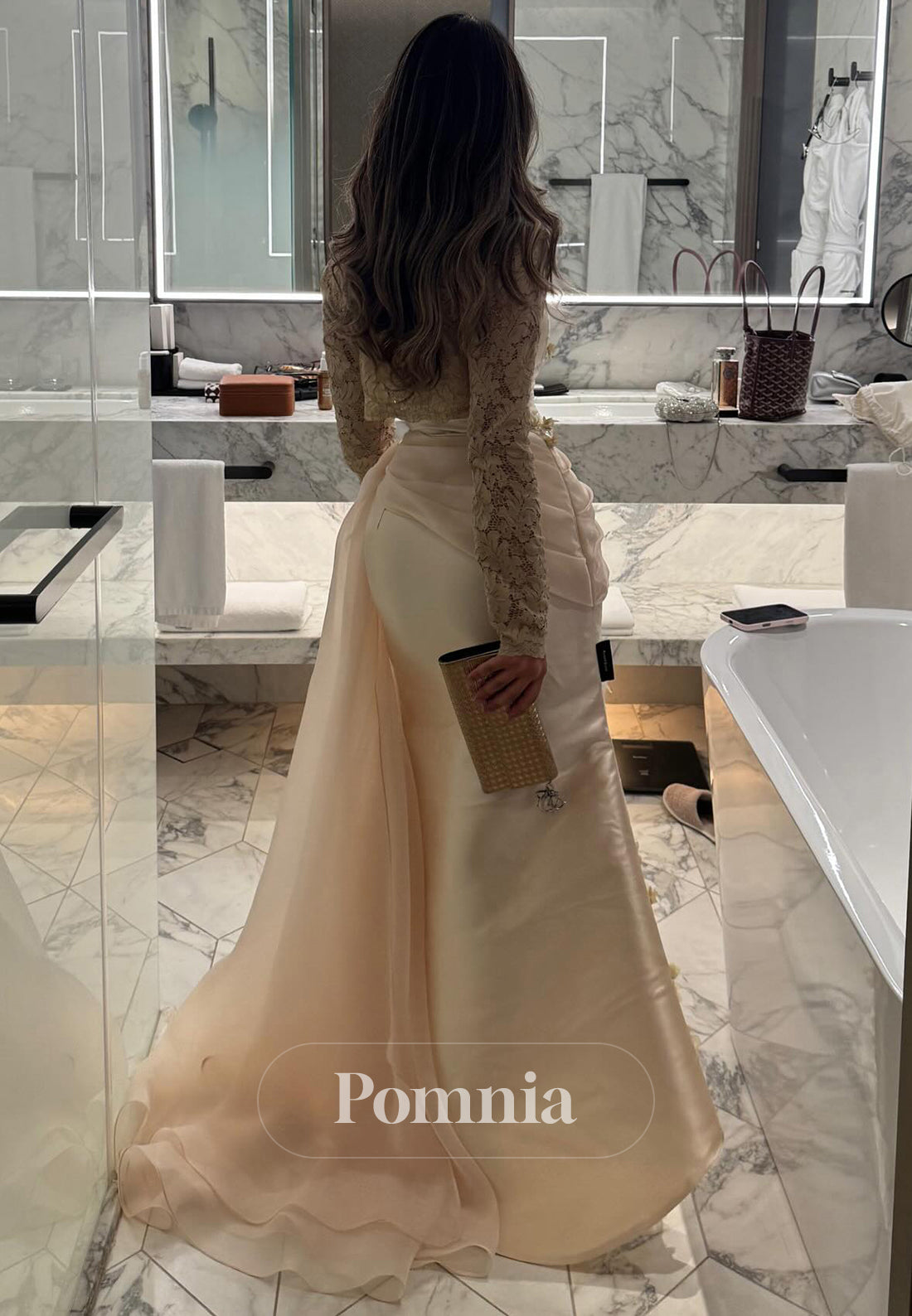 Simple Long Sleeves Square Sequins A-Line Prom Dress