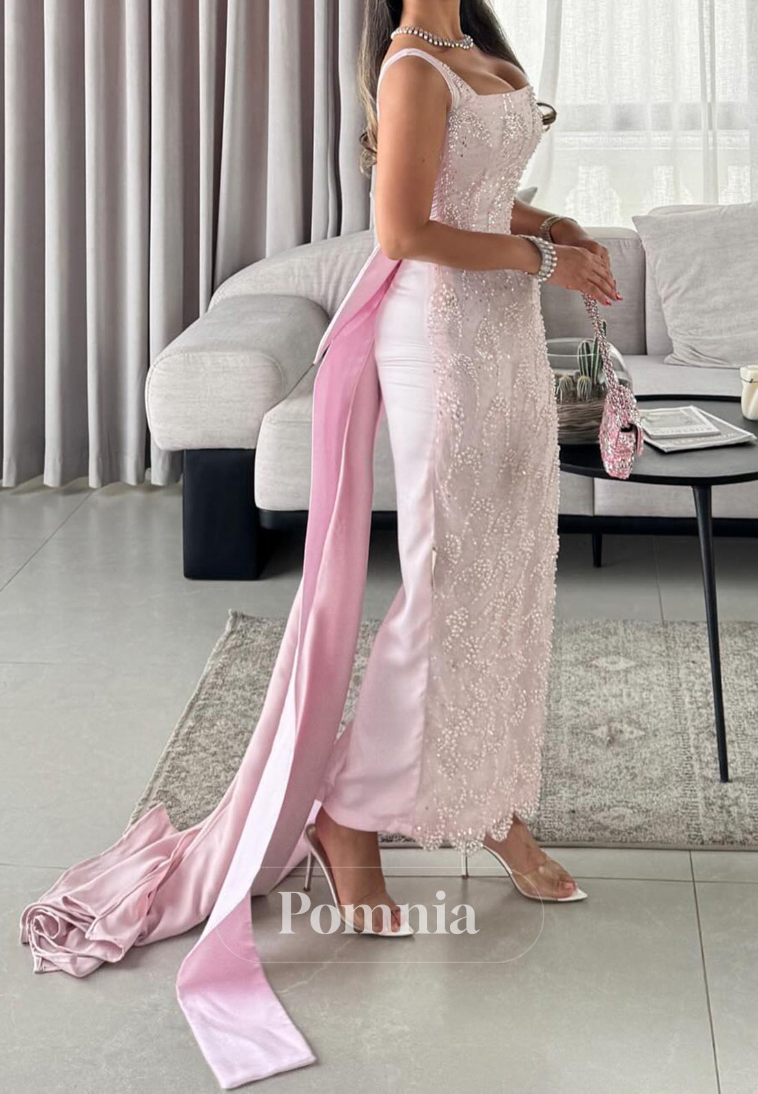 Blushing Pink Spaghetti Straps Scoop Ruched Prom Dress