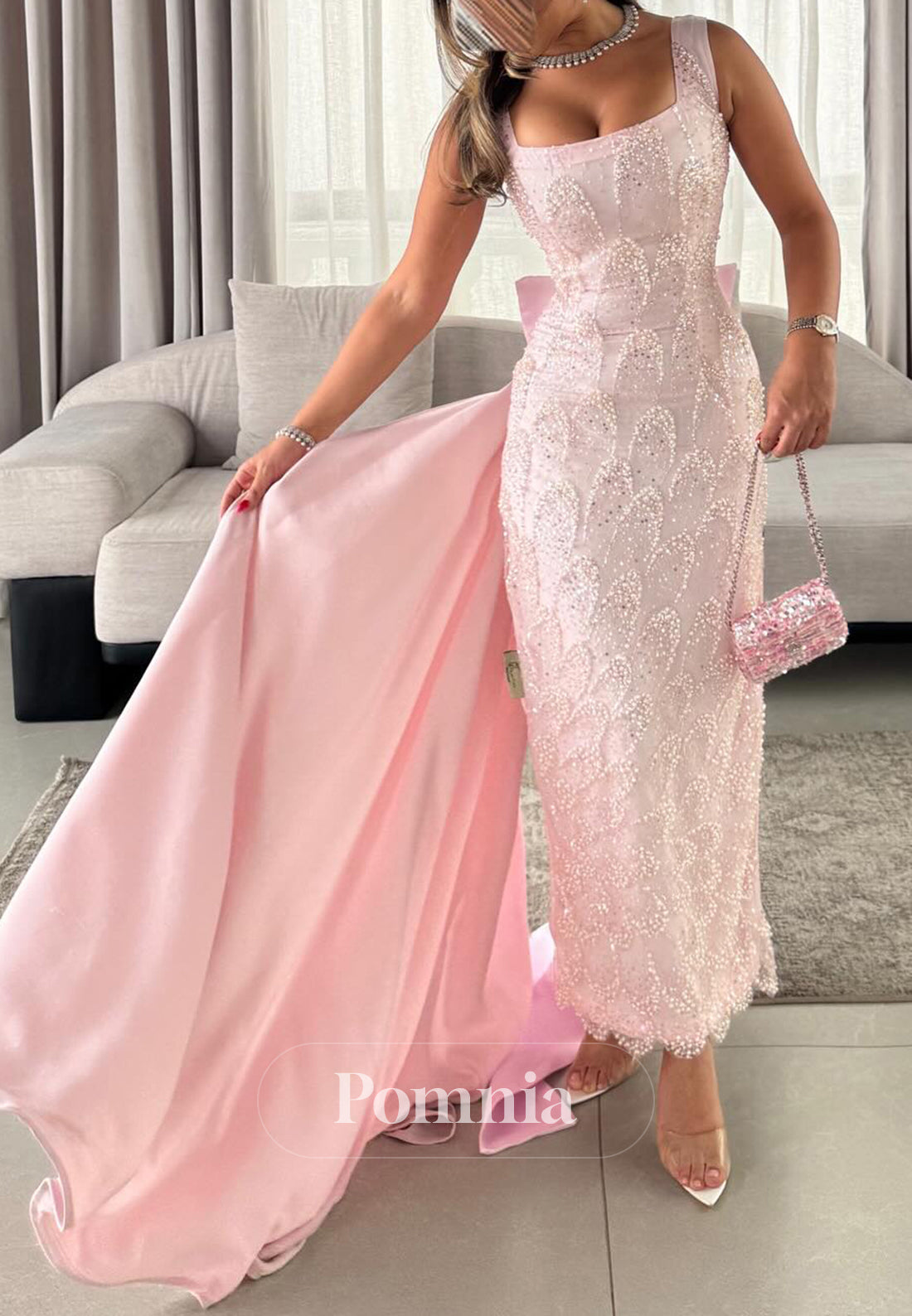 Blushing Pink Spaghetti Straps Scoop Ruched Prom Dress