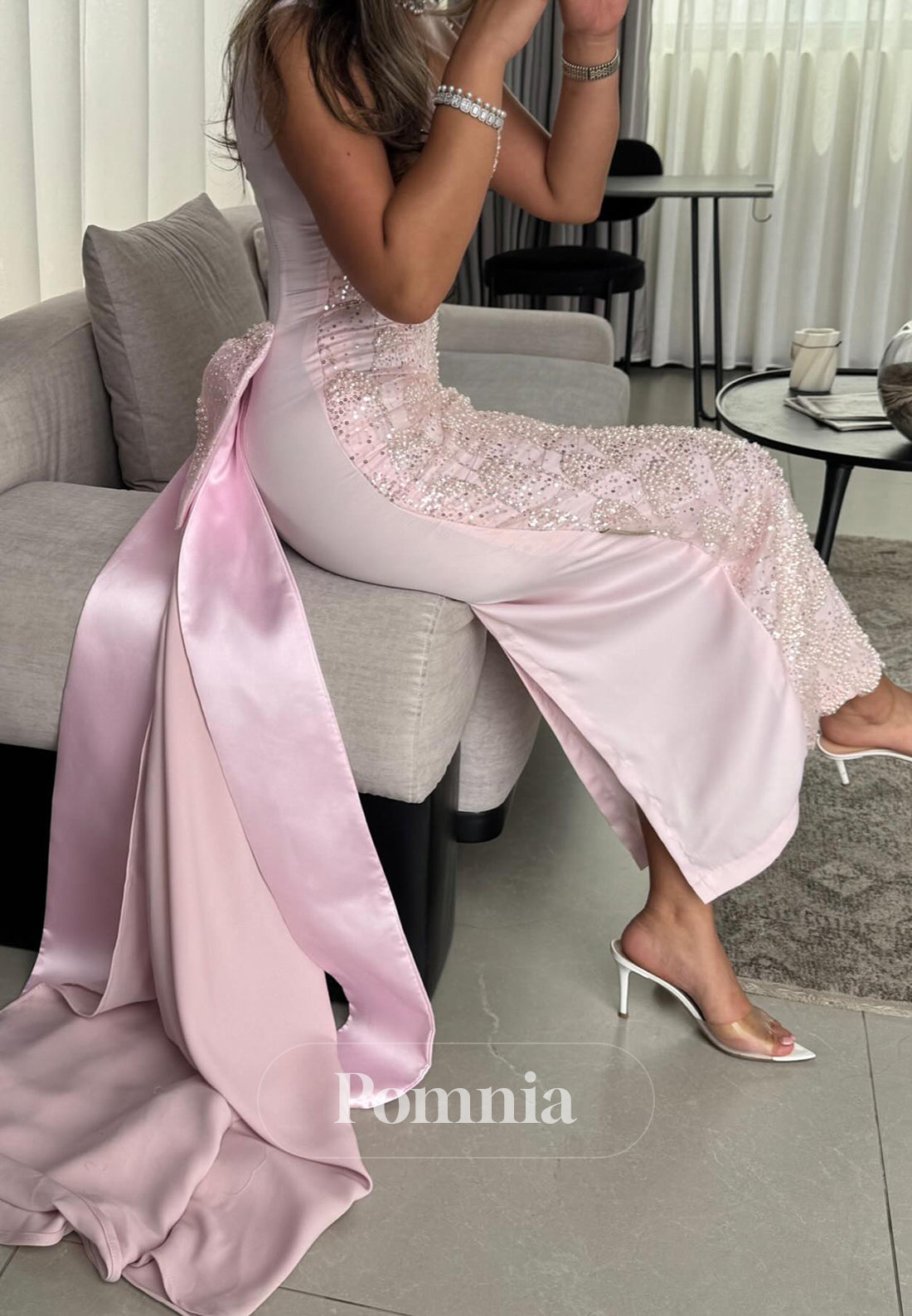 Blushing Pink Spaghetti Straps Scoop Ruched Prom Dress