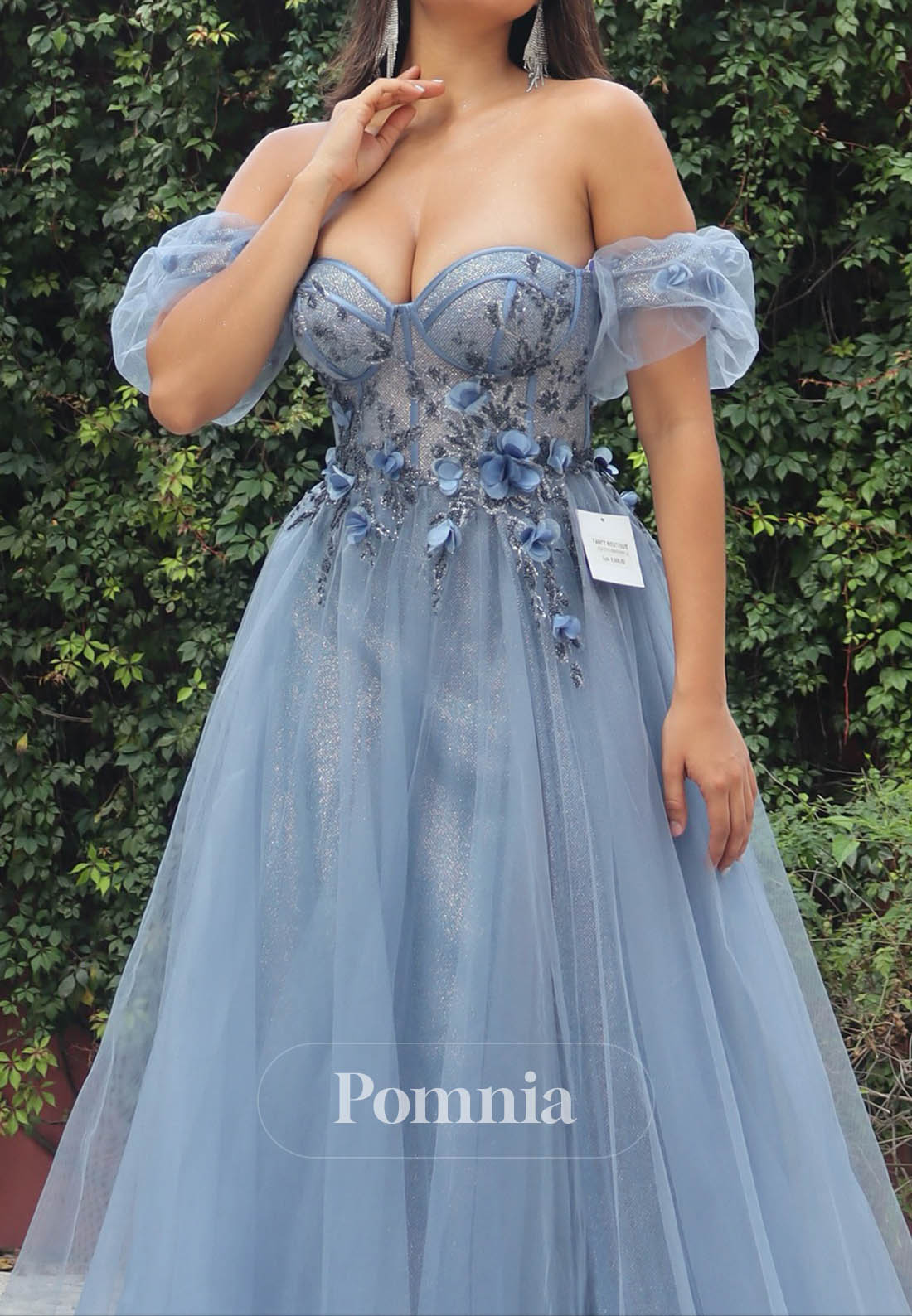 Steel Blue Sweetheart Sleeveless Corset Lace Prom Dress
